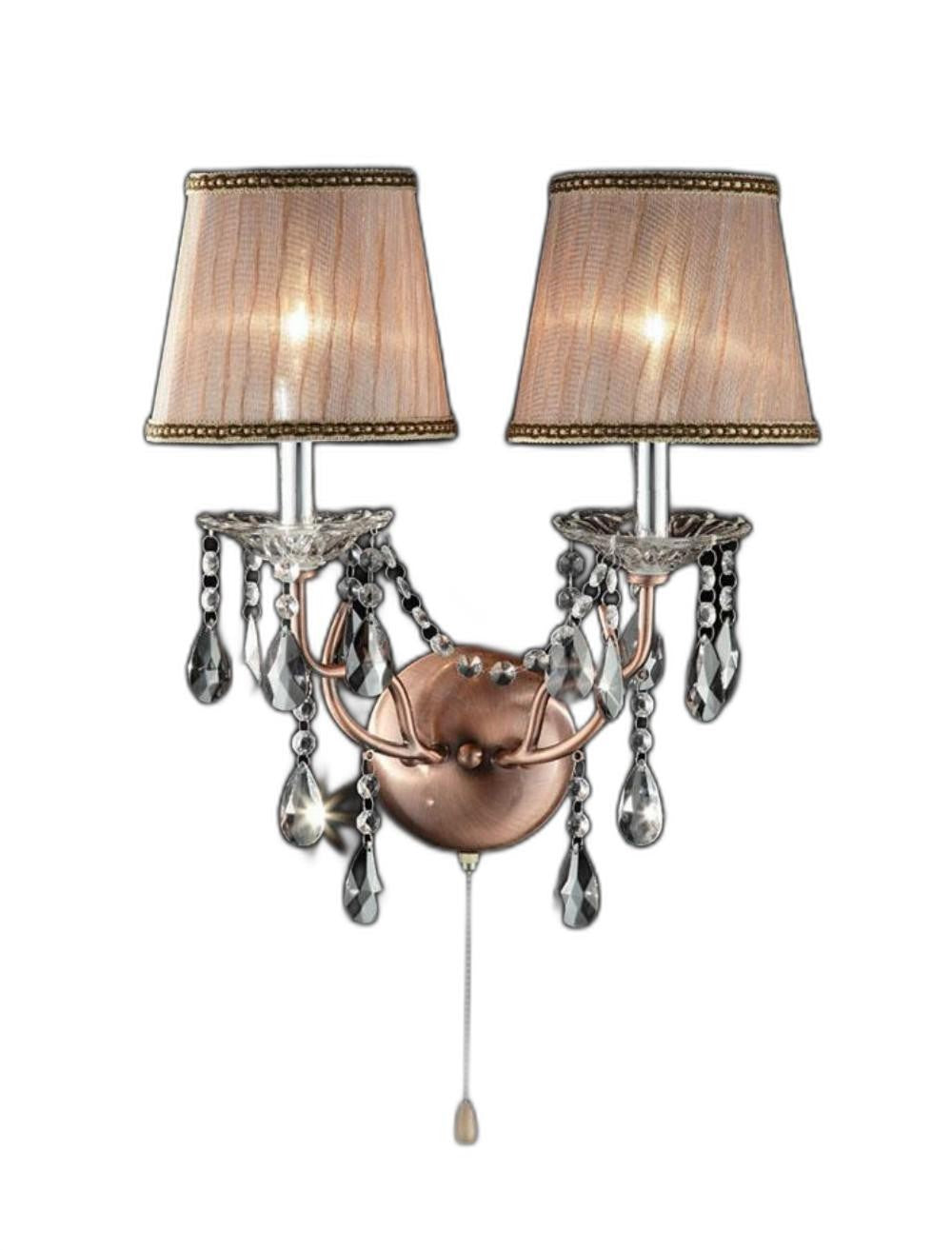 Silver and Pink Faux Crystal Dual Light Hanging Wall Sconce - 99fab 