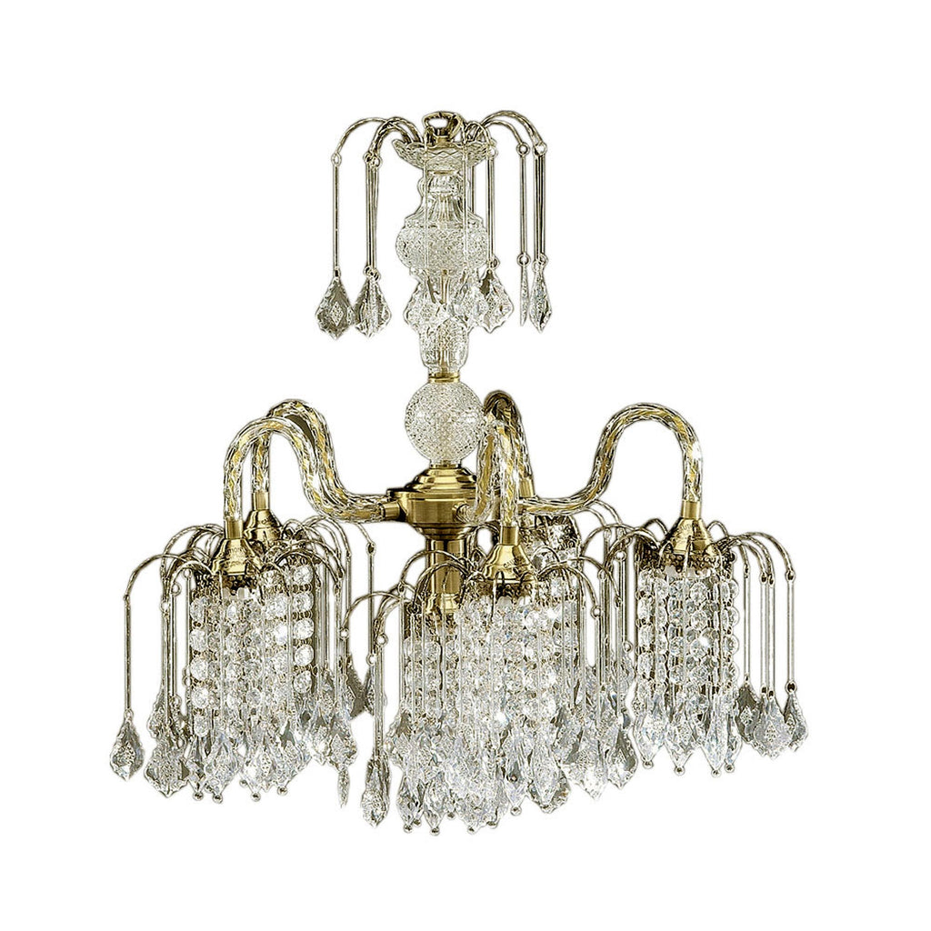 Two Tier Crystal and Brass Hanging Chandelier Light - 99fab 