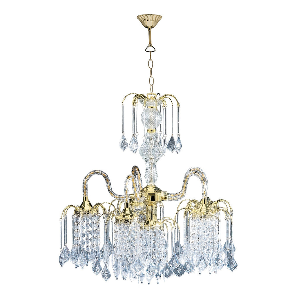 Two Tier Crystal and Gold Hanging Chandelier Light - 99fab 