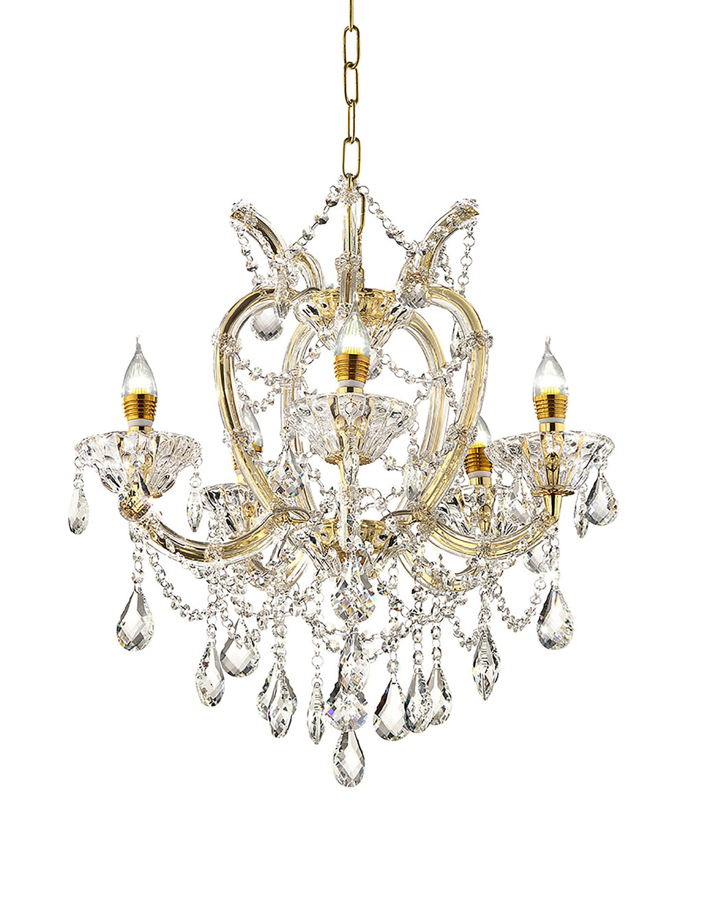 Five Light Glam Gold and Faux Crystal Chandelier - 99fab 