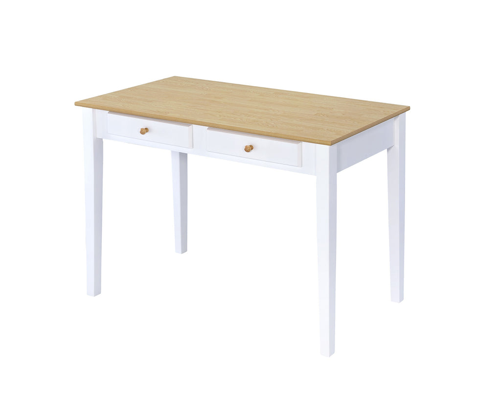 Wood And White Finish Cottage Desk With 2 Drawers - 99fab 