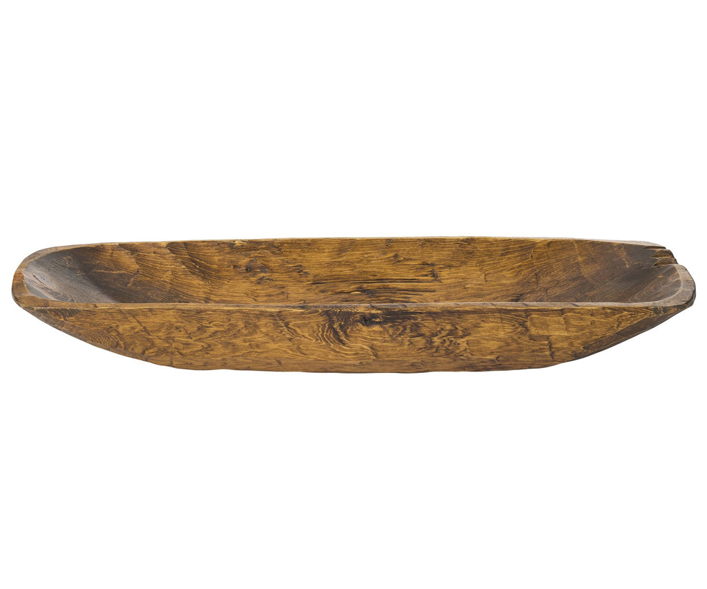 Rustic Brown and Natural Handcarved Thin Oval Centerpiece Bowl - 99fab 