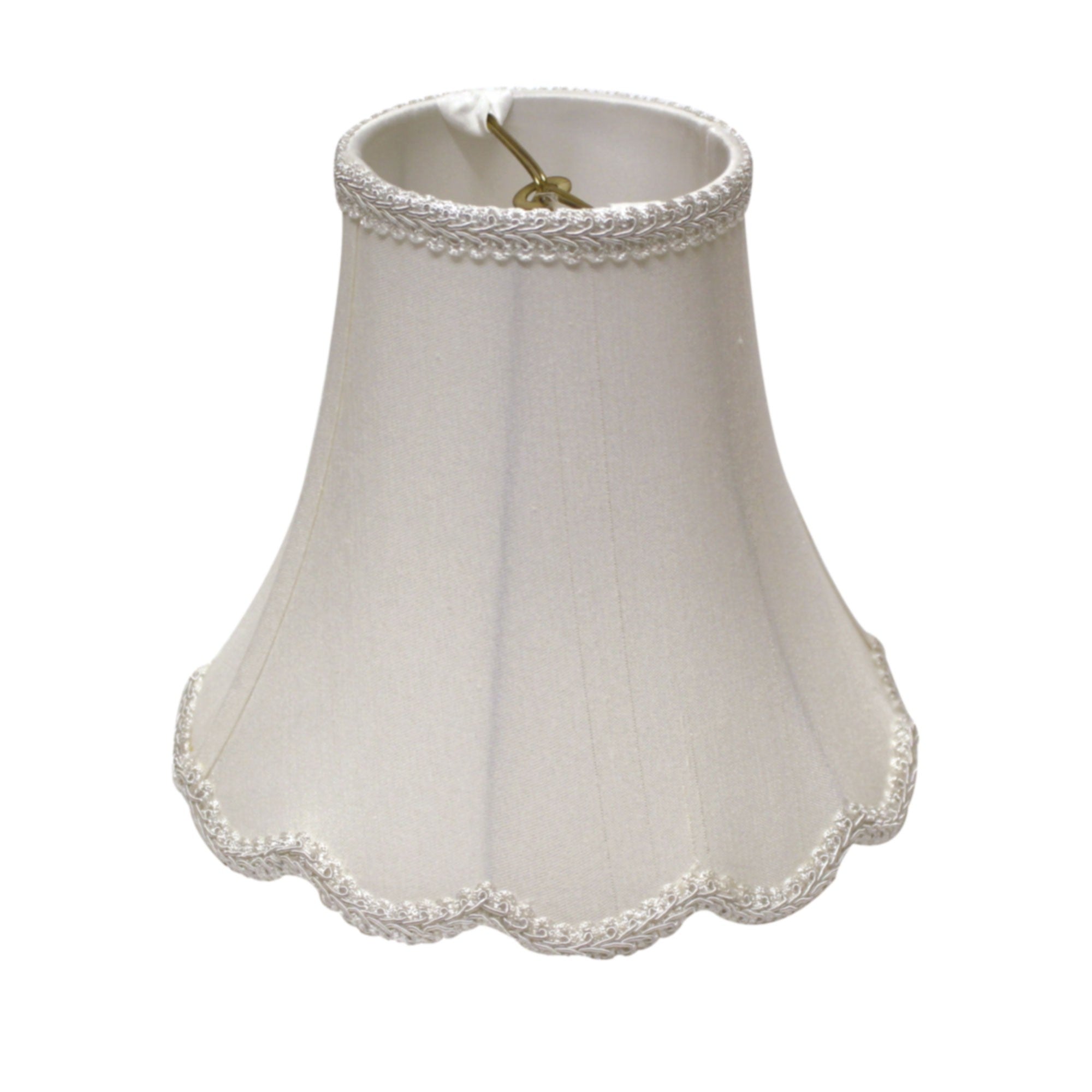 12" White Slanted Scallop Bell Monay Shantung Lampshade