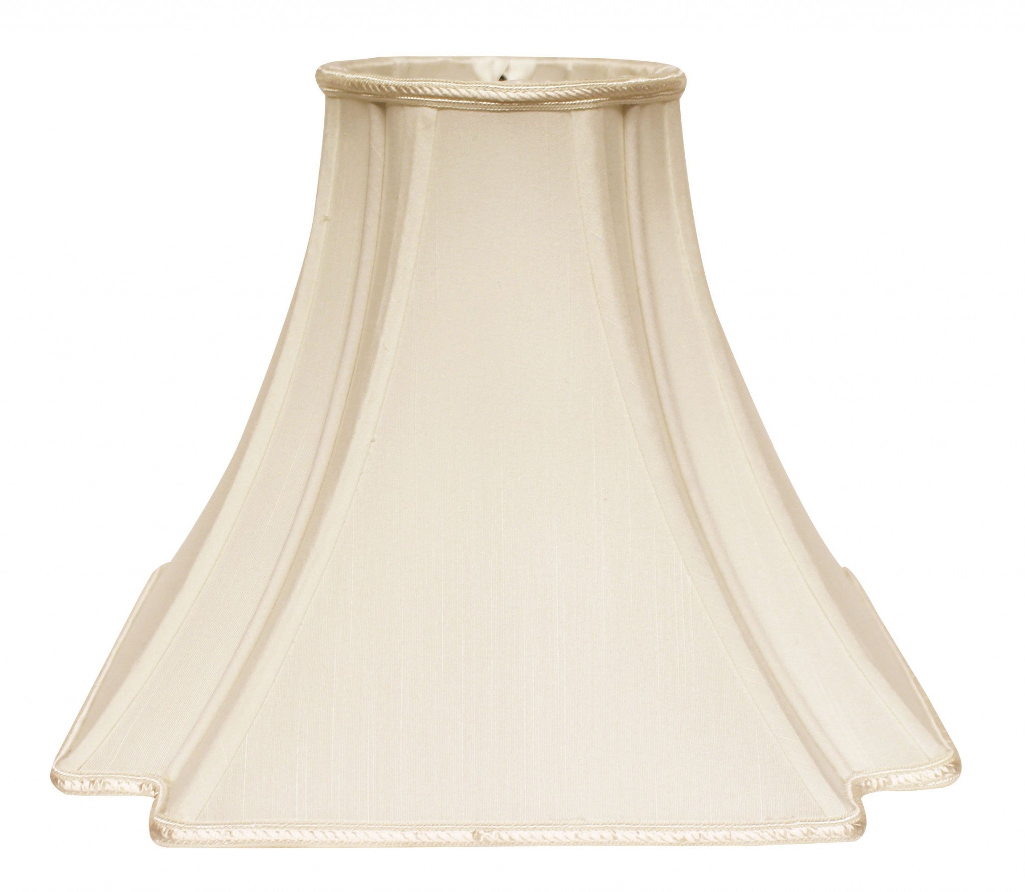 12" Ivory Slanted Notch Square Shantung Lampshade