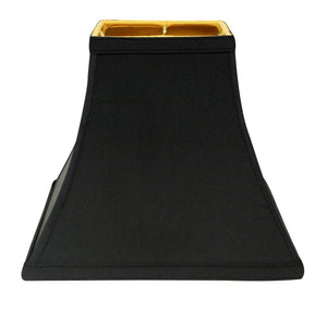 8" Black with Gold Lining Square Bell Shantung Lampshade