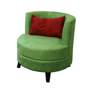 31" Green Microfiber Retro Round Accent Chair with Contrast Pillow