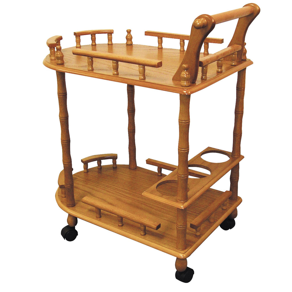 Oak Finish Rolling Wine Bar Cart - 99fab 