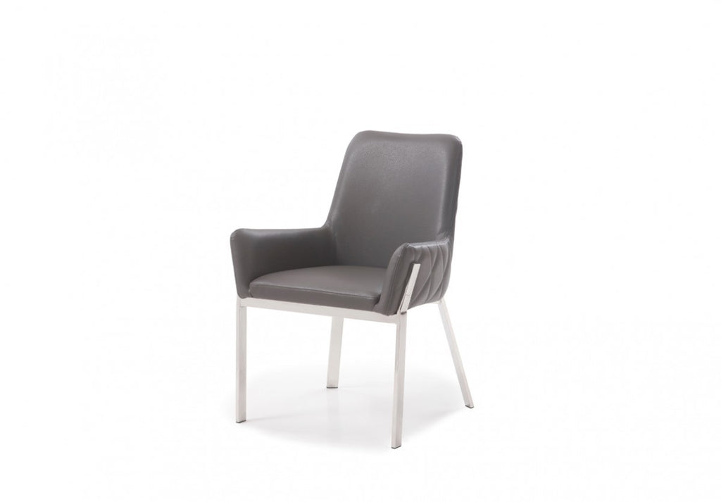 Grey Faux Leather Dining Chair - 99fab 