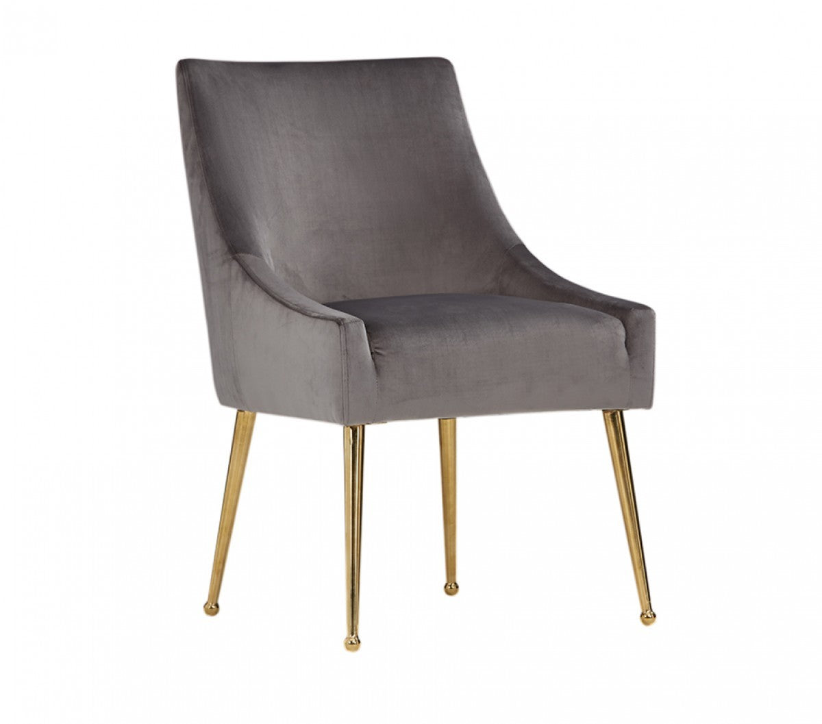 Set of Two Gray Rosegold Velvet Dining Chairs