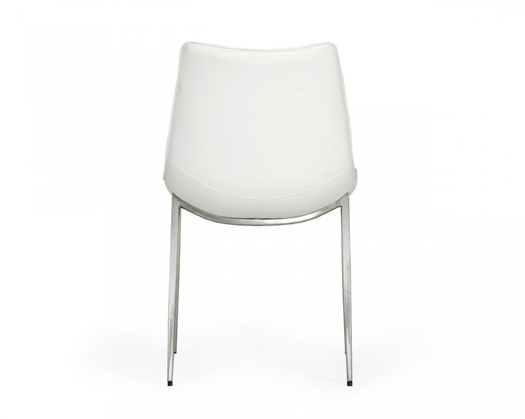Set of Two White Faux Leather Modern Dining Chairs - 99fab 