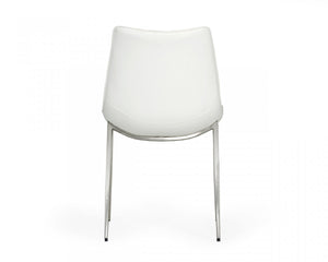 Set of Two White Faux Leather Modern Dining Chairs