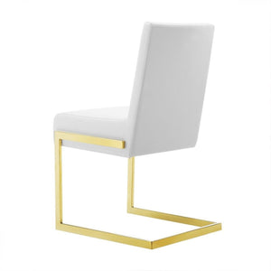 Set of Two White Gold Modern Dining Chairs