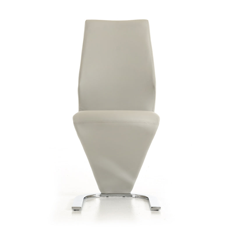 Set of Two White Faux Leather Modern Dining Chairs