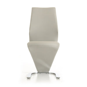 Set of Two White Faux Leather Modern Dining Chairs