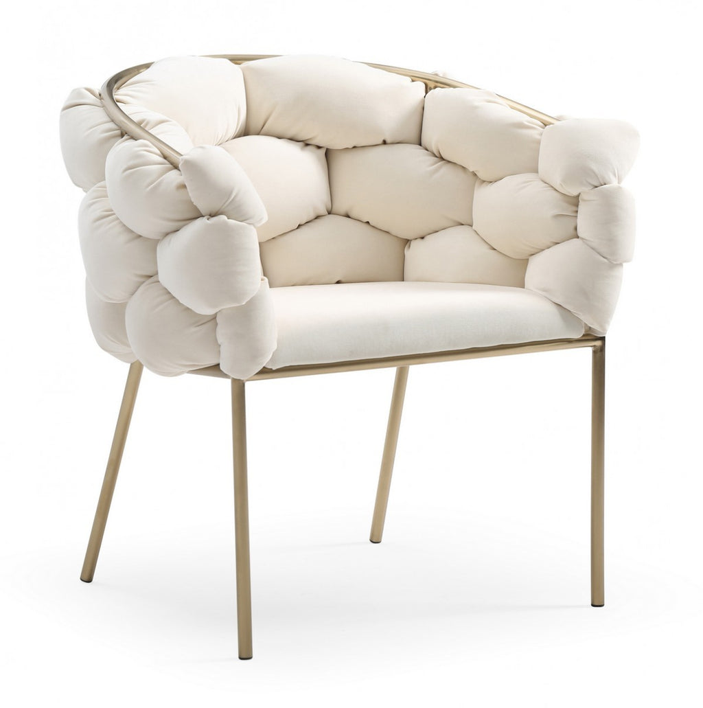 White Geo Velvet and Brushed Brass Velvet Dining Chair - 99fab 