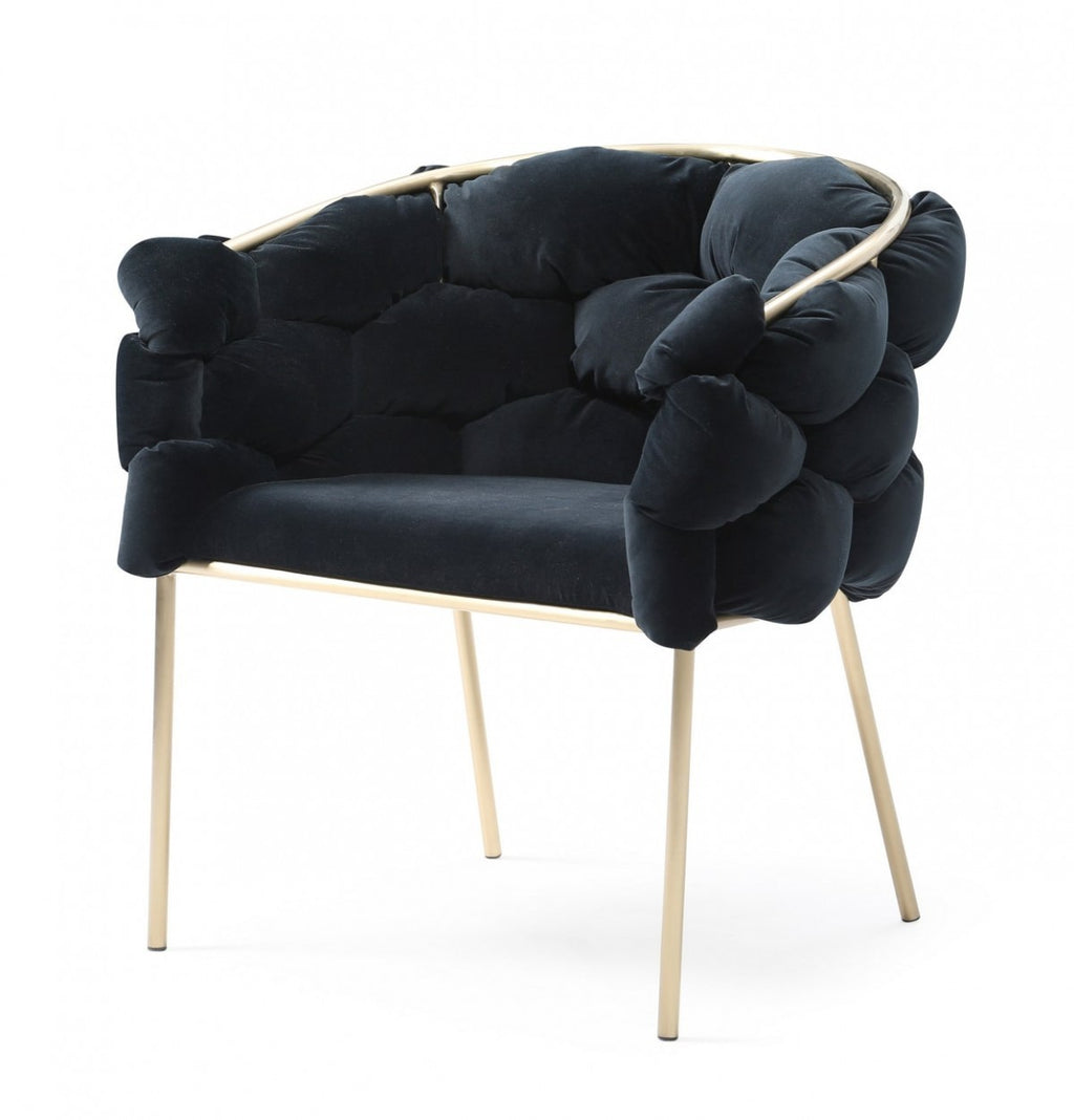 Black Geo Velvet and Brushed Brass Velvet Dining Chair - 99fab 