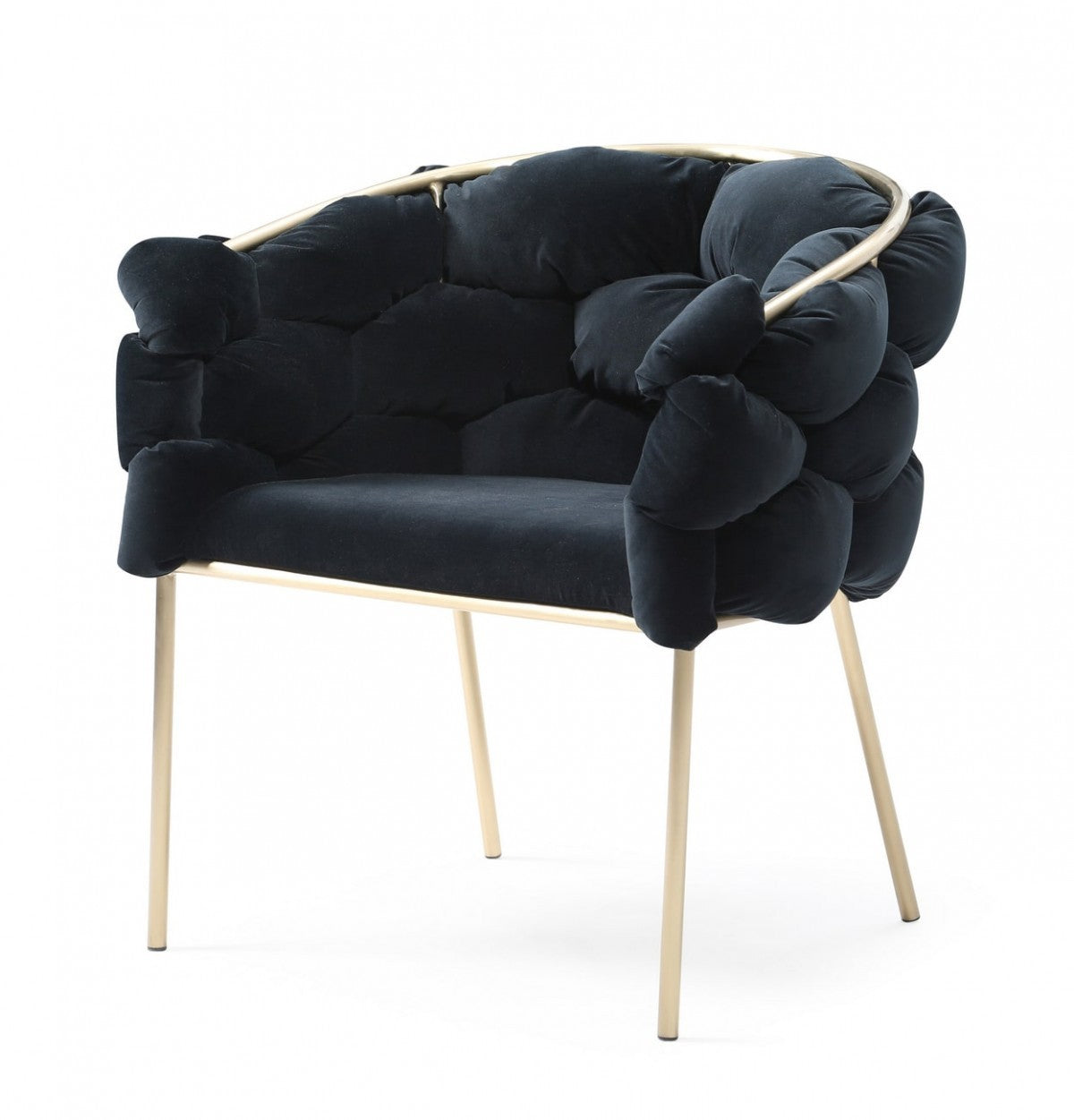 Black Geo Velvet and Brushed Brass Velvet Dining Chair