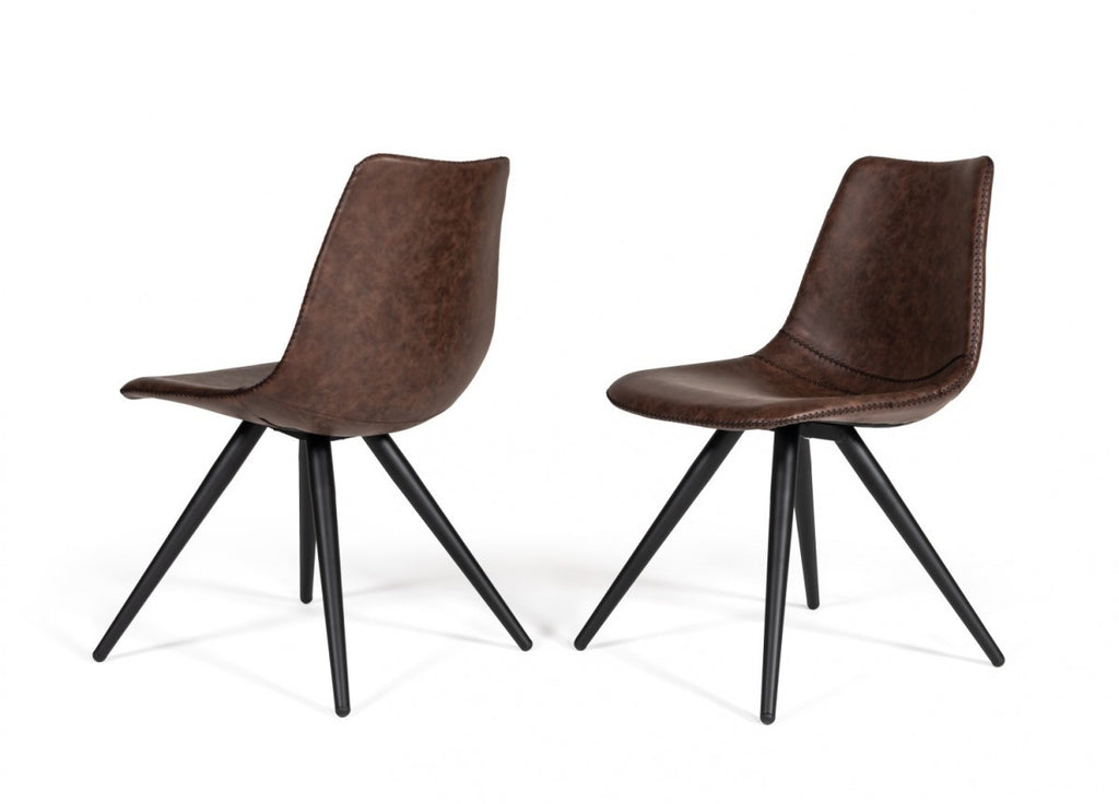 Set of Two Brown Modern Dining Chairs - 99fab 