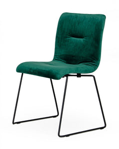 Set of Two Emerald Green Velvet Dining Chairs