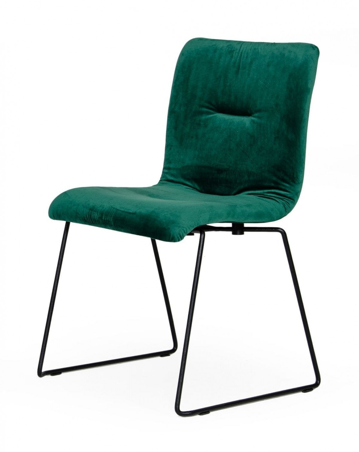 Set of Two Emerald Green Velvet Dining Chairs