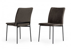 Set of Two Brown Black Dining Chairs