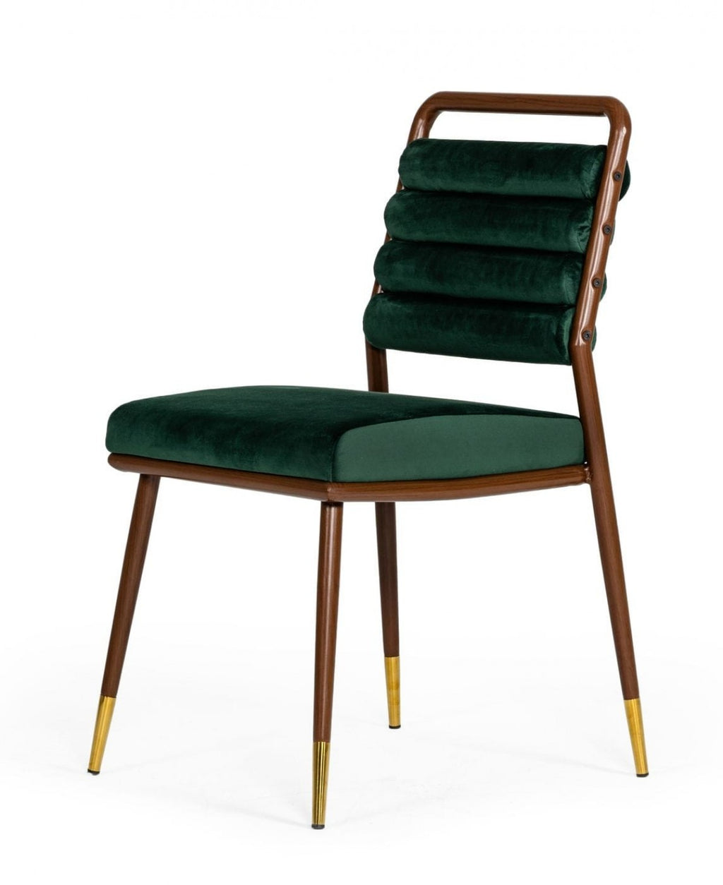 Contempo Dark Green and Walnut Velvet Dining Chair - 99fab 