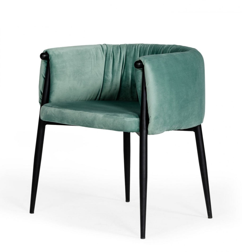 Mod Light Green and Black Velvet Dining or Side Chair - 99fab 