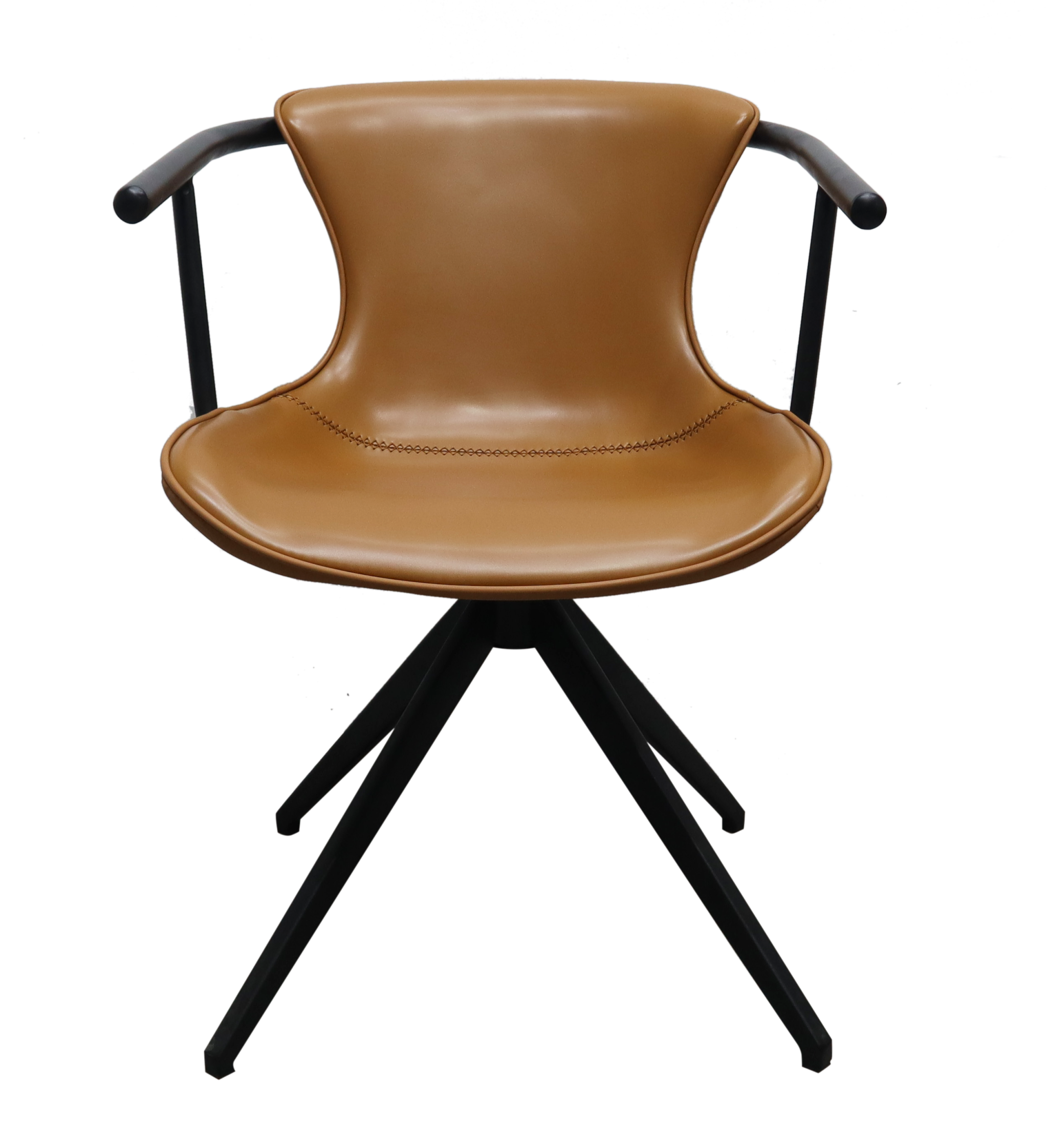 Camel Faux Leather Industrial Dining Chair