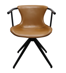 Camel Faux Leather Industrial Dining Chair