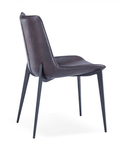 Set of Two Brown Black Modern Dining Chairs