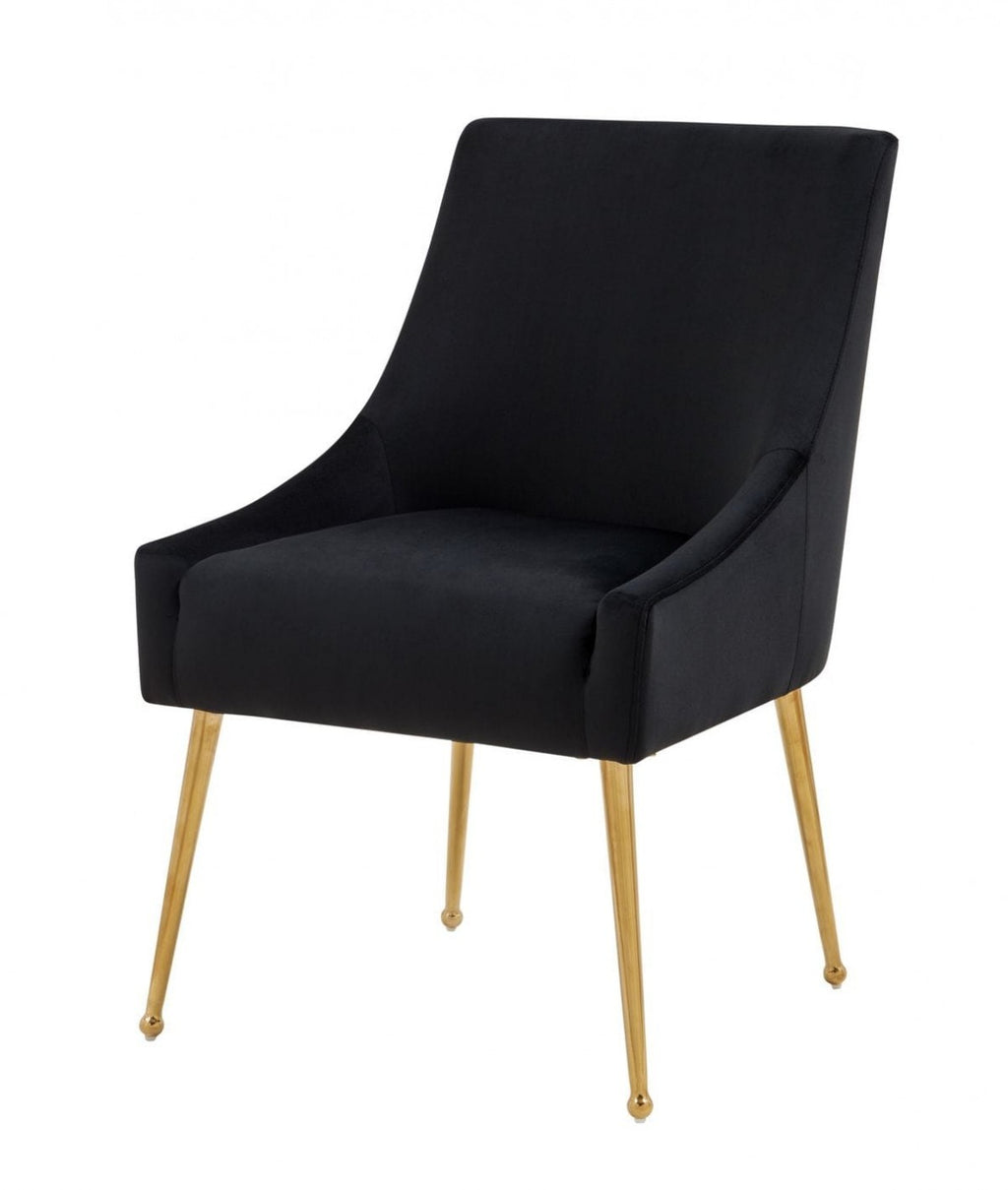 Set of Two Black Gold Velvet Dining Chairs - 99fab 