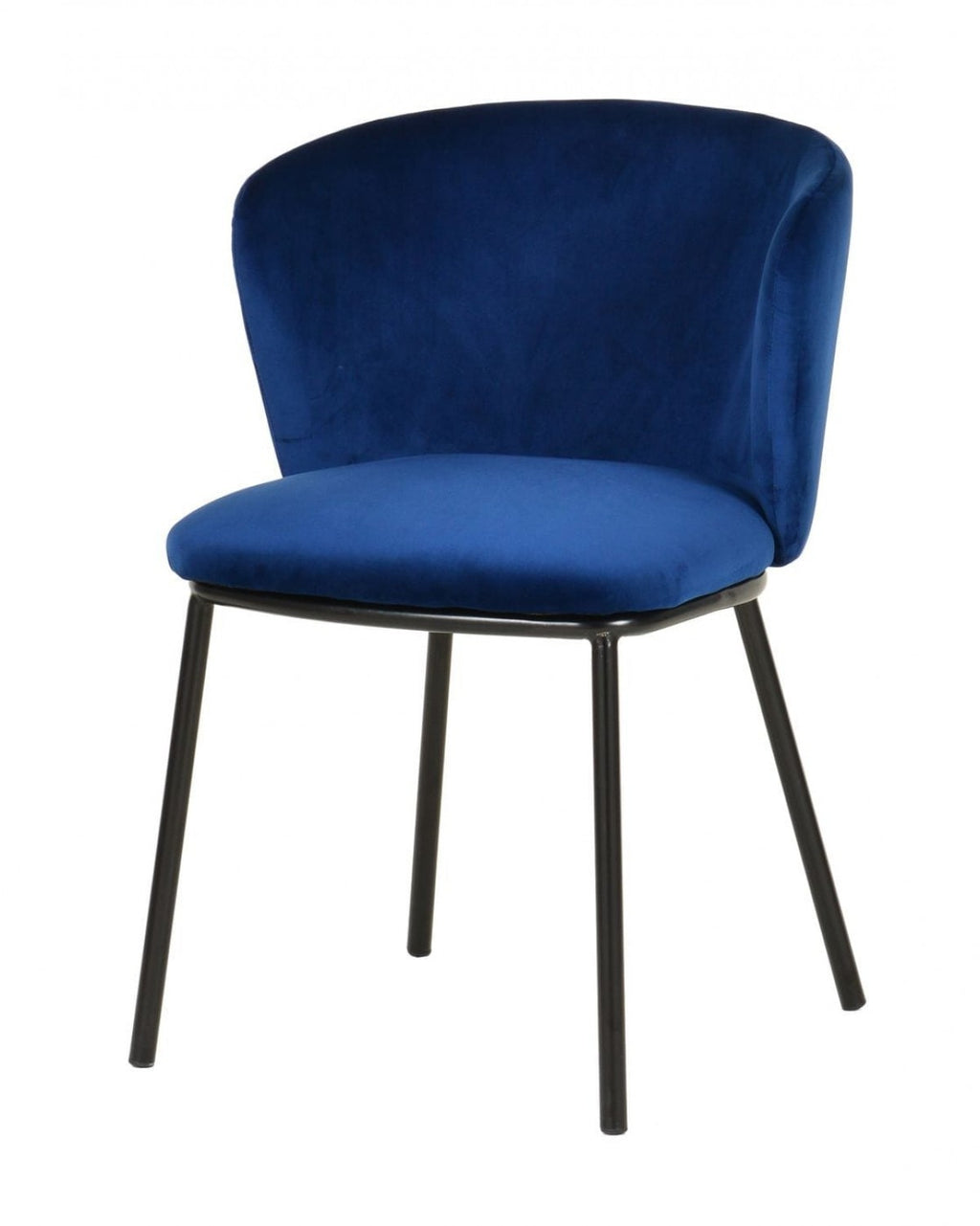 Set of Two Royal Blue Velvet and Black Modern Dining Chairss - 99fab 