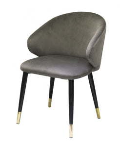 Set of Two Dark Gray Velvet Dining Chairs