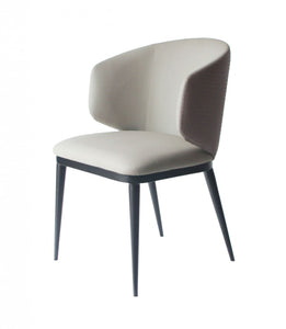 Beige Modern Faux Leather Dining Chair