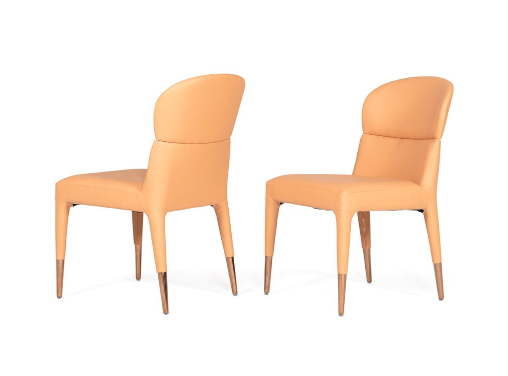 Set of Two Peach Rosegold Dining Chairs - 99fab 