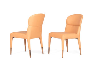 Set of Two Peach Rosegold Dining Chairs