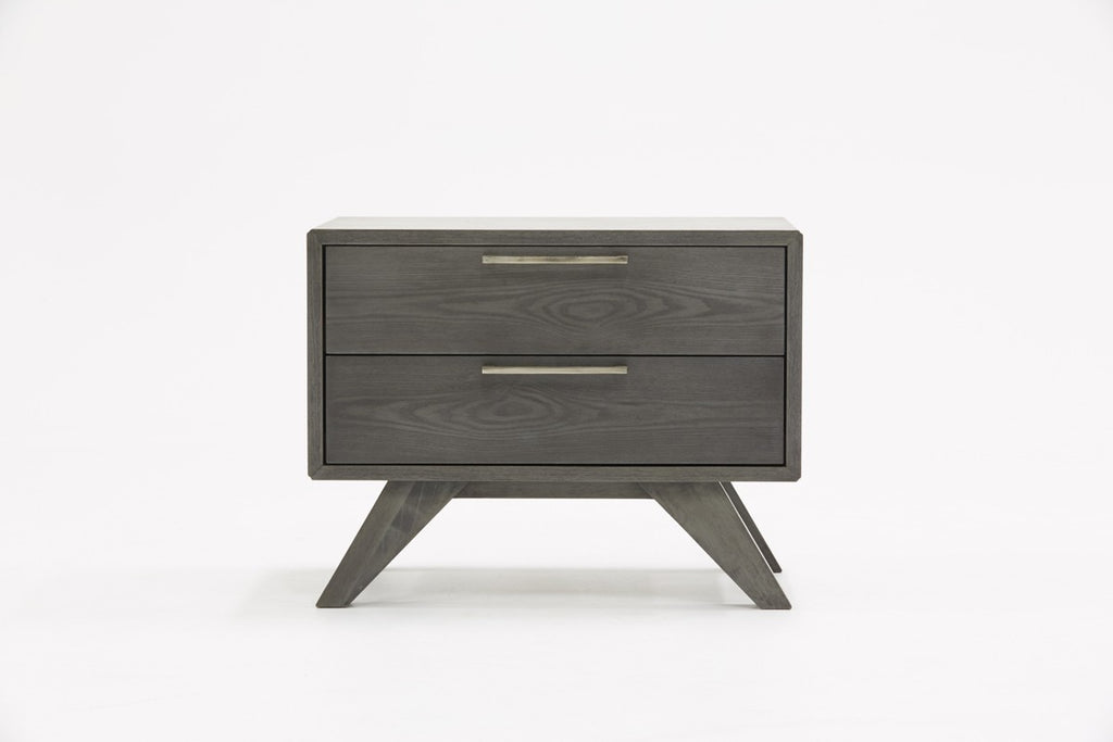 Modern Gray Wash Nightstand with Two Drawers - 99fab 