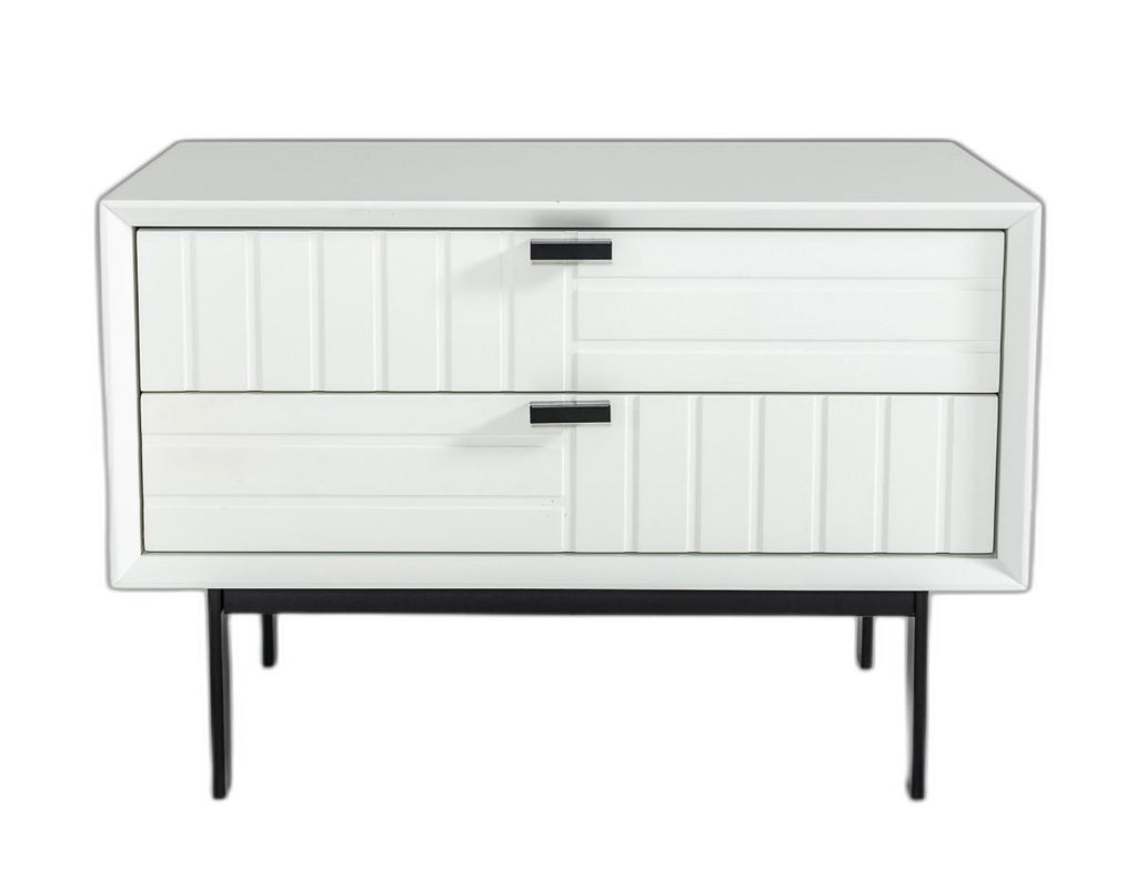White Matte Contemporary Nightstand with Two Drawers - 99fab 