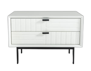 White Matte Contemporary Nightstand with Two Drawers