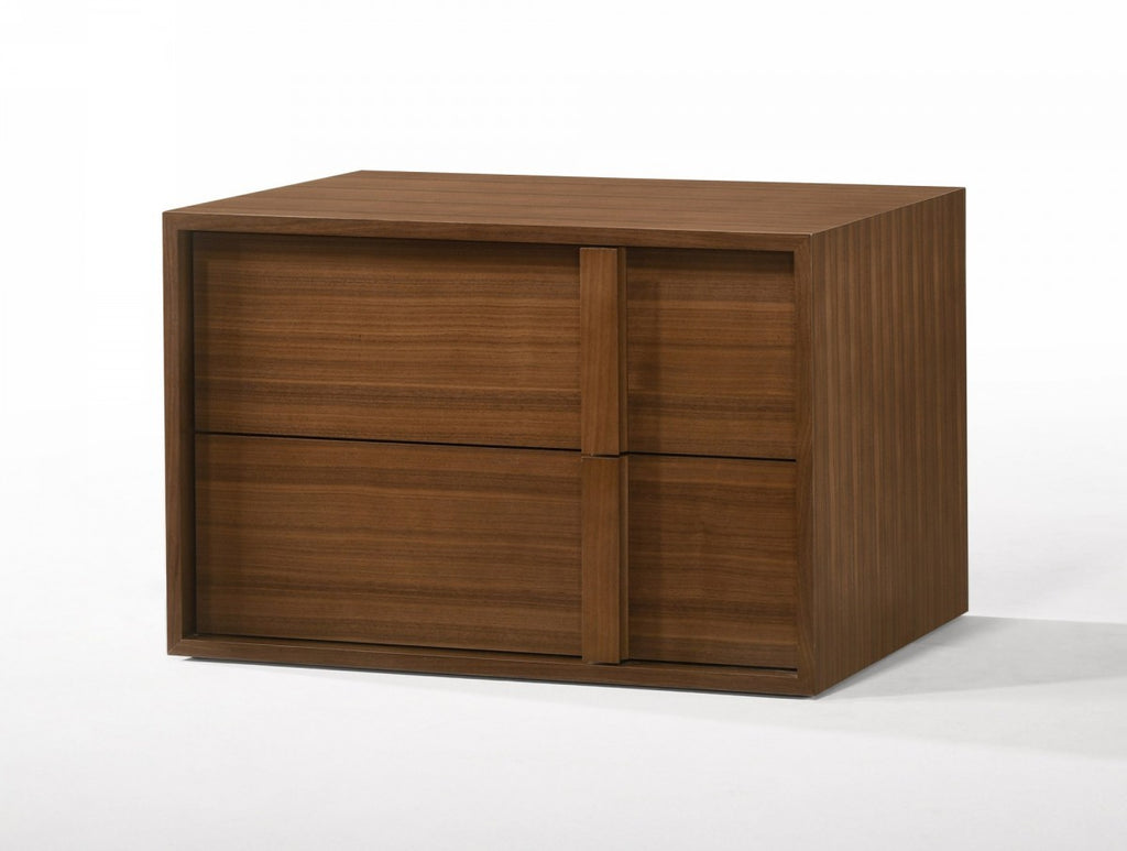 Modern Walnut Nightstand with Two Integrated Drawers - 99fab 
