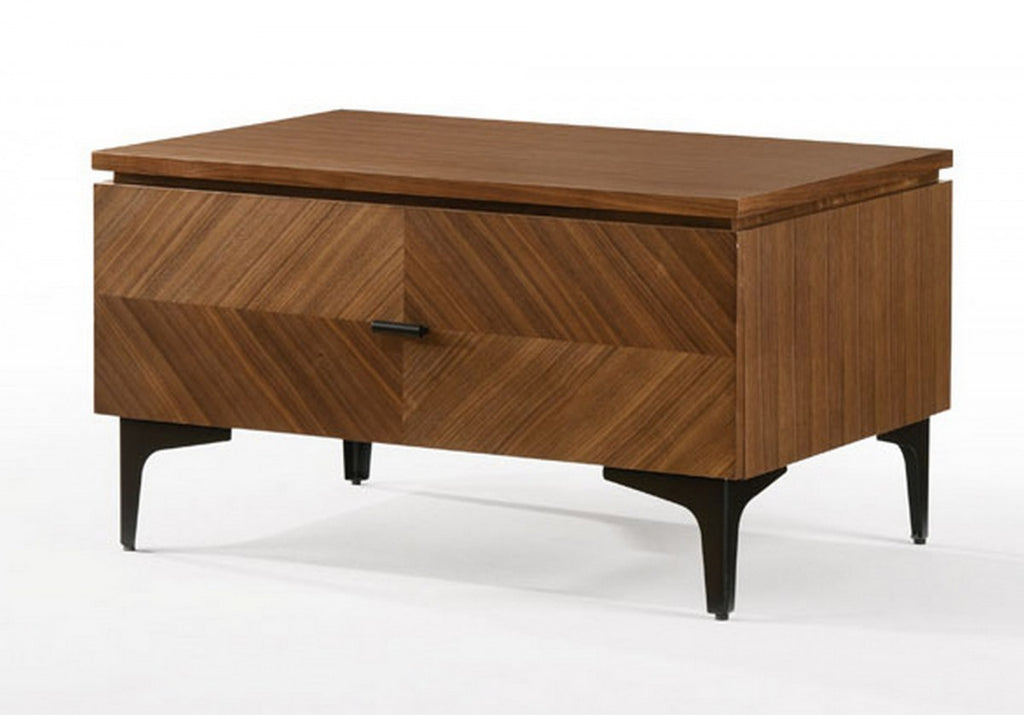 Mid Century Walnut Nightstand with Two Drawers - 99fab 