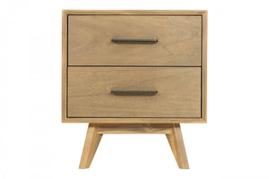 Natural Light Mocha Contemporary Nightstand with Two Drawers