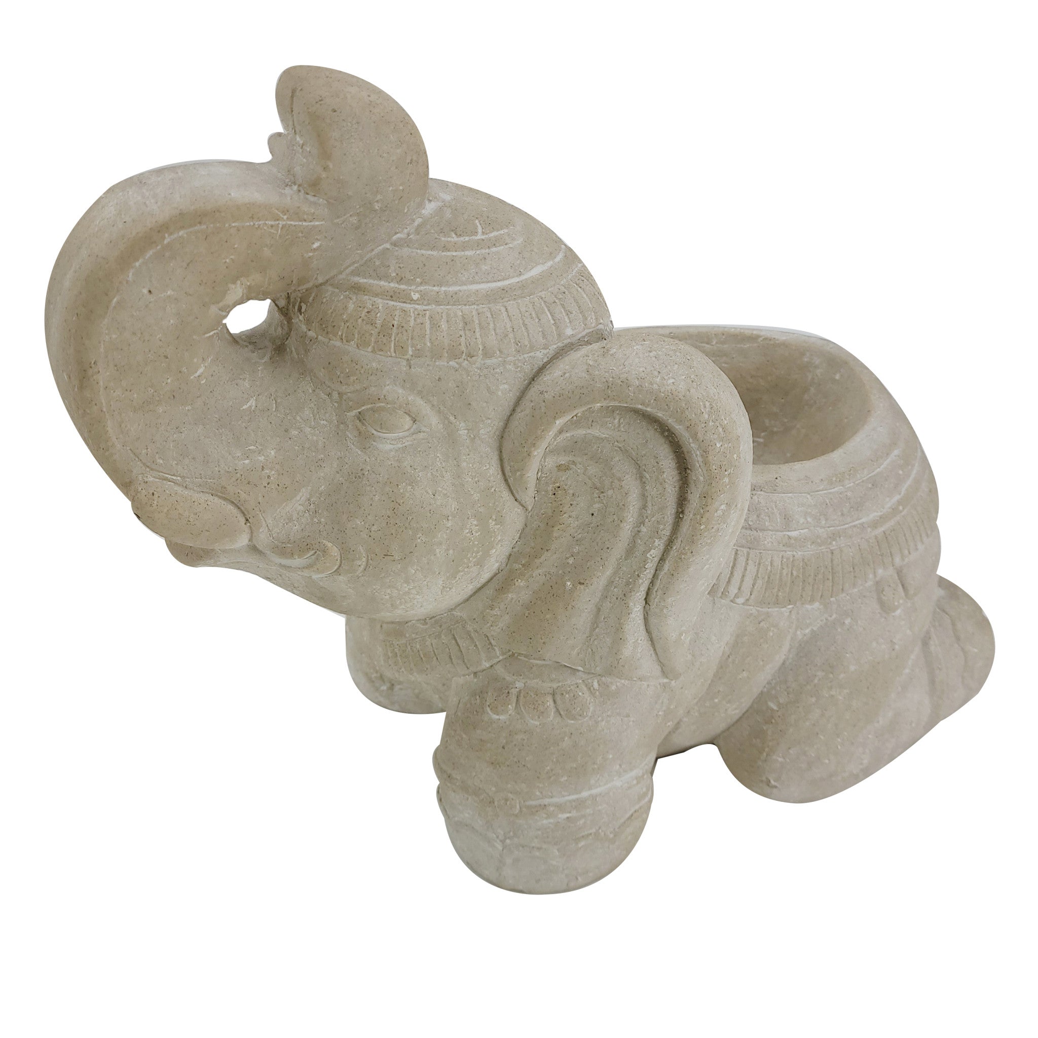 17"  Cream Elephant Indoor Outdoor Planter Statue