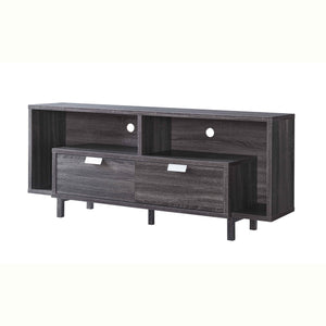 60" Ash Gray Particle Board And Mdf Cabinet Enclosed Storage TV Stand