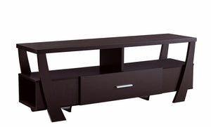 60" Dark Brown Particle Board And Mdf Cabinet Enclosed Storage TV Stand