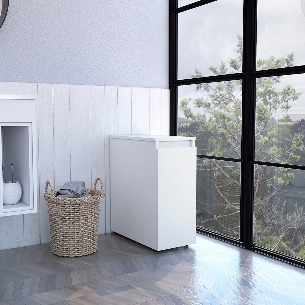 White Bathroom Cabinet with Top Shelf and Sliding Drawer - 99fab 