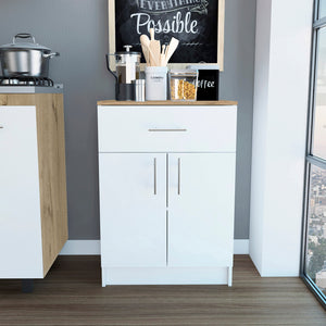 Ligh Oak and White Pantry Cabinet