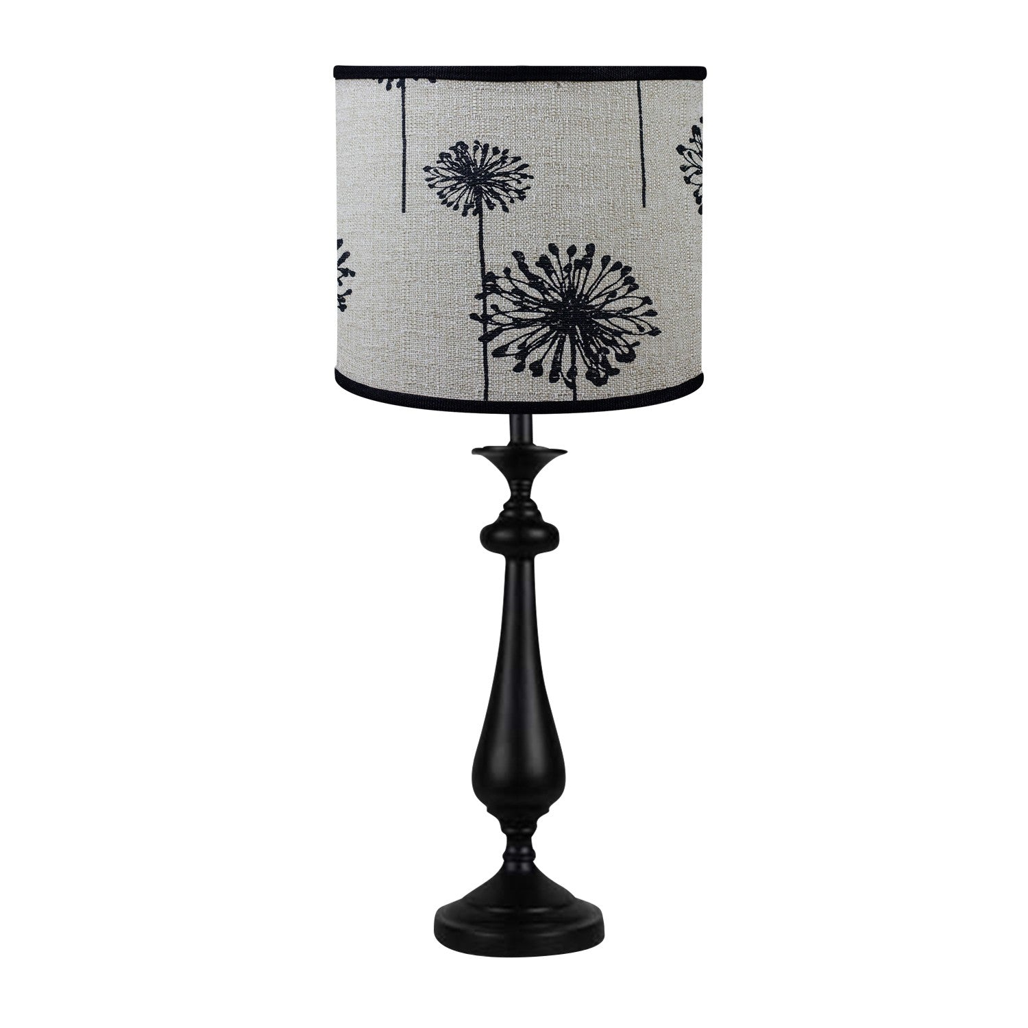 Black Candlestick Dandelion Shade Table Lamp