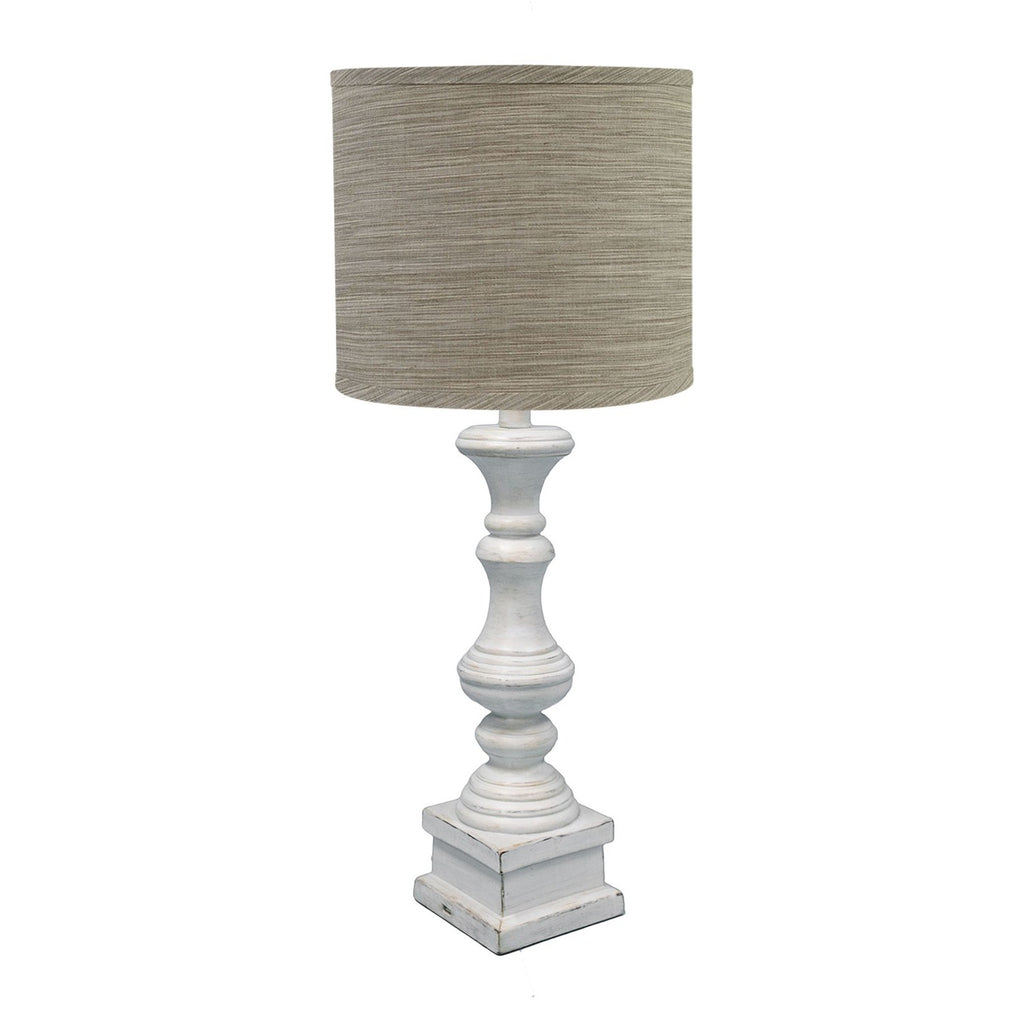 Distressed Whitewash Beige and White Striped Shade Table Lamp - 99fab 