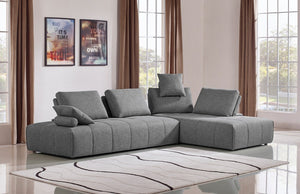 Gray 100% Polyester Stationary L Shaped Two Piece Sofa And Chaise